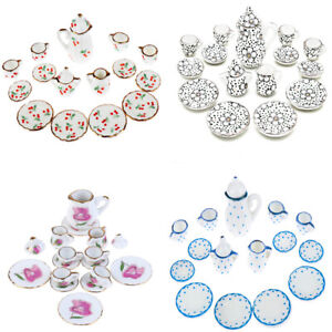Mini Porcelain China Tea Cups Bottle Accessories Set Doll House Decoration Party
