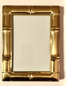 BRASS "Bamboo" Photo FRAME 5 x 7 Beautiful Shiny Black Velvet Back GLITZY - Picture 1 of 5