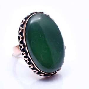 Green Onyx Copper Oxidized Ethnic Handmade Ring Jewelry US Size-7 XXR 352