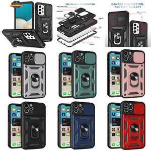 For Apple iPhone 16 Built in Camera Lens Protection & Ring Stand Case Cover - Picture 1 of 58