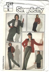 Simplicity Pattern 7749, Vintage Jacket, Skirt, Blouse, Pants, Size 14, Uncut - Picture 1 of 3