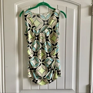 New York & Company Green Print Sleeveless Shell Top; SZ S; Good Condition - Picture 1 of 5