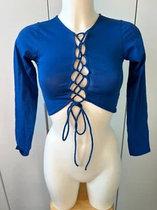 Motel Rocks Gisy Crop Top Cobalt Blue Size XS - Picture 1 of 3