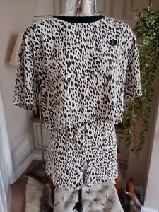 RIVER ISLAND 2 Piece Co Ord Leopard Print Sleepwear/Lounge Shorts Set Size 12 £3