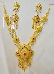 Juego de pendientes de collar enchapado en oro - Imagen 1 de 2