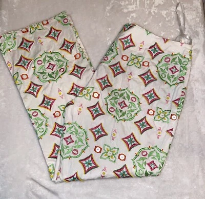 CJ Laing White Cotton Pants Hand Beaded Pattern Size XL New With Tag - Image 1 of 4