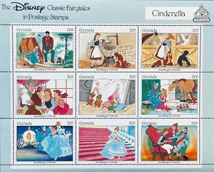 GRENADA DISNEY CLASSIC FAIRYTALES CINDERELLA STAMPS SHEET OF 9 MNH 1987 - Picture 1 of 1