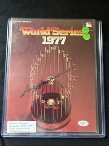 1977 World Series Program Signed by Reggie Jackson 3 Home Run Game JSA - Picture 1 of 4