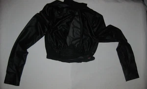 Shein faux leather & mesh long sleeve underwire cutout crop top S black Y2K goth - Picture 1 of 3