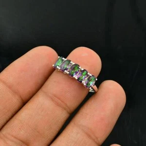 2.00 Ct Mystic Topaz Halloween Prong Ring 925 Solid Sterling Silver - Picture 1 of 7