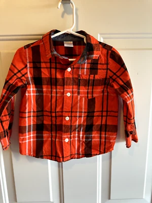 Toddler Boys 2T ~ GYMBOREE 2018 Orange Blue Plaid Button Up Collar Dress Shirt - Image 1 of 4