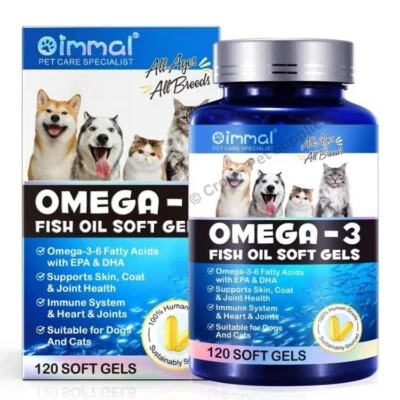 Fish Oil For Dogs & Cat Omega 3 For Dogs From Alaskan Salmon, Cod & Kril Ct. 120