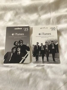 ITUNES BEATLES GESCHENKKARTE UK x 2 £25 & £50 Sammlerstück ohne Wert - KOSTENLOSER UK-VERSAND & VERPACKUNG - Bild 1 von 2
