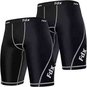 2 pack Mens Compression  Shorts Sports Briefs skin tight gym pants Base layers - Picture 1 of 16