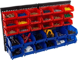 Estante de garaje con 15 cajas apilables para organisar herramientas y piezas - Bild 1 von 12