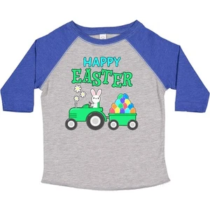 Inktastic Happy Easter Bunny And Tractor Toddler T-Shirt Child Eggs Farm Farmer - Picture 1 of 9