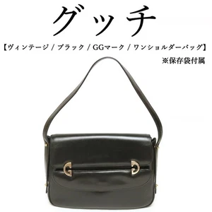 GUCCI GG Mark Shoulder Crossbody Bag Leather Black Gold Hardware Logo Vintage - Picture 1 of 24