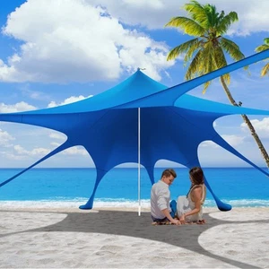 Beach Tent Canopy Pop Up Shade Sun Shelter 10x10ft Portable Family Sunshade U... - Picture 1 of 6