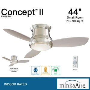 Minka Aire F518L-BN Concept II 44" LED Flush Mount Ceiling Fan in Brushed Nickel - Picture 1 of 5
