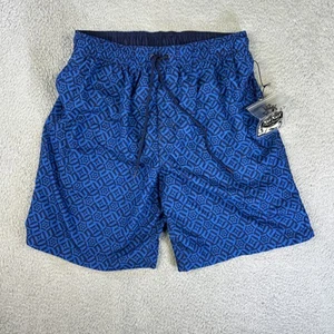 Nat Nast Swim Trunks Mens Medium Blue Geometric Board Shorts Bathing Suit NEW - Picture 1 of 8