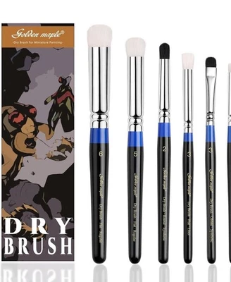 Golden Maple 6PC Professional Dry Brush Set for Miniature & Model Painting