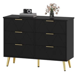 6-Drawer Chest of Drawers for Bedroom, Contemporary Wide Wood Storage Cabinet - Picture 1 of 15