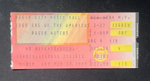1985 Roger Waters Concert Ticket Stub 3/27/85 - Radio City Music Hall, NYC - Picture 1 of 2