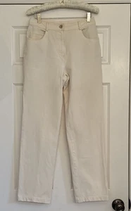 St. John Sport Women’s Sz 2 Trousers Cream Lightweight High Waist Logo Vintage - Picture 1 of 12