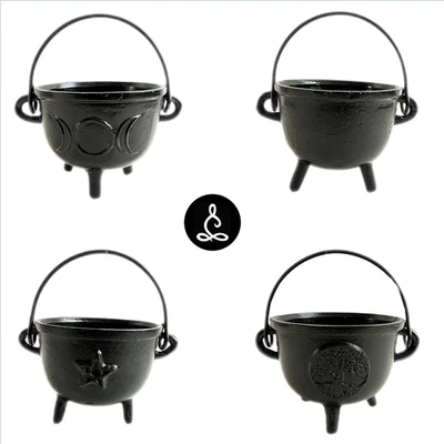 4" Cast Iron Cauldron with Handle for Smudging, Incense, Rituals, Altar, Decor!! - Image 1 of 4