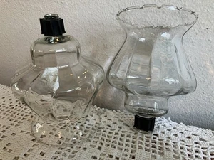 COPPIA di 2 tazze portacandele votive vintage trasparenti country piolo crimpato arruffate - Foto 1 di 10