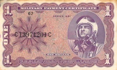 USA / MPC  $1  1968  Series  681  Plate # 67  Circulated Banknote Mtop - Image 1 of 2