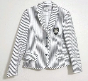 Preppy d. Terrell Ltd. Monogrammed Blue White Striped Blazer Size 12 - Picture 1 of 10
