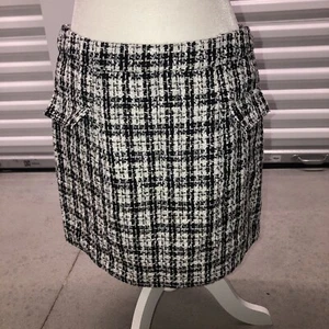 Falda corta grande Forever 21 para mujer tejida con hilo a cuadros blanco y negro nueva con etiquetas - Imagen 1 de 11