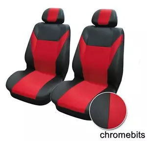 FRONT RED BLACK FABRIC SEAT COVERS 1+1 FOR VW CADDY TRANSPORTER T4 T5 MULTIVAN - Picture 1 of 1