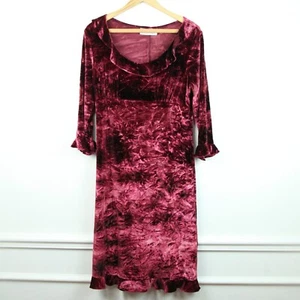 Medium Dress Crushed Velvet Vintage 90s Ruffle Boho Witchy Whimsigoth Grunge - Picture 1 of 7