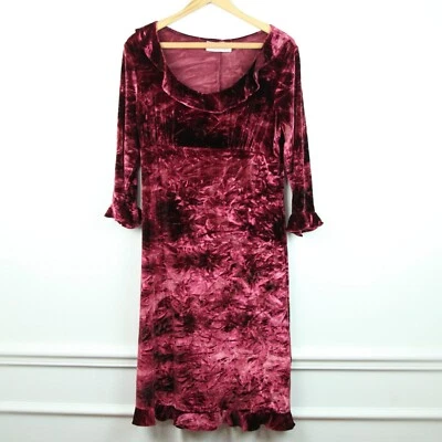 中号连衣裙压花天鹅绒复古 90 年代荷叶边波西米亚女巫奇思格斯垃圾桶 — 第 1/4 张图片