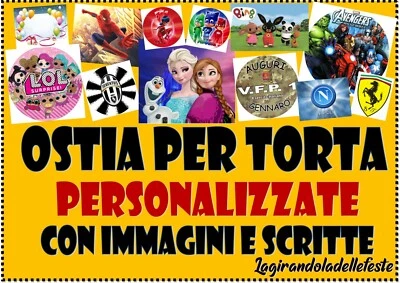 MODECOR ITALIANA OSTIA PER TORTA, OSTIE PERSONALIZZATE TONDA RETTANGOLARE cialde con NOME