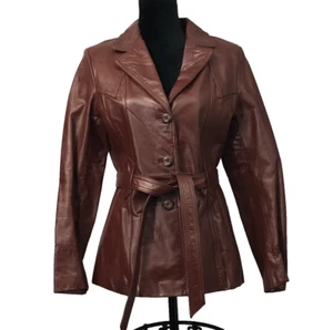 Vintage Wilson Wildleder & Leder braune Jacke und Gürtel Gr. 10 kleiner Fleck - Bild 1 von 14