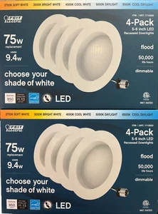 FEIT RECESSED DOWNLIGHTS 8-PACK 5-6 Inch LED DIMMABLE; SWITCH for SHADE OF WHITE - Picture 1 of 13