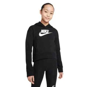 Nike Sportswear Club Hoodie Girls Medium Black Fleece Long Sleeve Active APP3028 - Picture 1 of 10