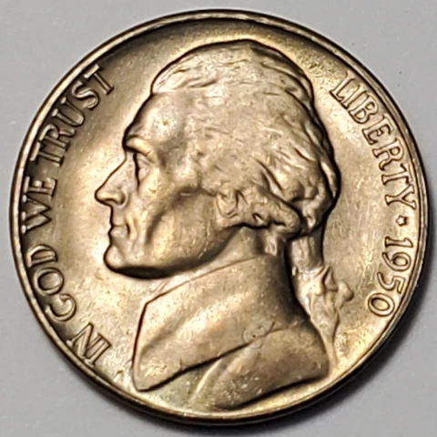 #3.1 Uncirculated to MS++??  nicer low mintage 1950 D Jefferson Head Nickel Cover