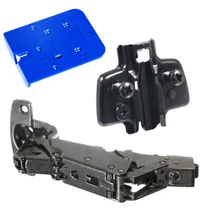HETTICH Hinge Set Kitchen Unit Wide Angle 52 x 5.5 + 3mm Mount Black + Drill Jig - Picture 1 of 12