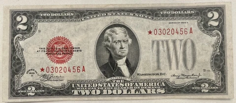 Fancy 1928D $2 Legal Tender Red Seal Star Note FR.1505* Mixed Ladder. Rare Cover