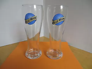 Par de cerveza azul luna/vidrio pub (2) 8"" de alto vajilla de bar publicidad mancave - Imagen 1 de 2