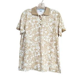Port Authority Women's Neutral Tropical Hawaiian Print Polo Shirt NWOT - Size M - Picture 1 of 8
