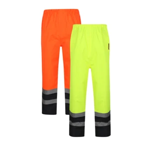 Two Tone High Visibility High Viz Trousers Reflective Waterproof Work-Wear - Picture 1 of 11