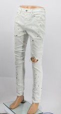 PURPLE BRAND P001 PAINT SPLATTER JEANS MENS M 32" WHITE DENIM RRP £283 AD