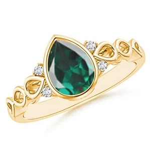585er Gelbgold 1,21Kt 100% Natürlich Grün Smaragd IGI Zertifiziert Diamant Ring - Bild 1 von 1