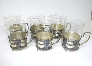 Jugendstil Teeglashalter mit Gläsern Jenaer Glas Schott aus 1950er Jahren - Bild 1 von 8