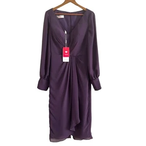 JJs House Midi Dress Sz 10 Plum Formal Cocktail Wedding Mother of the Bride - Picture 1 of 16